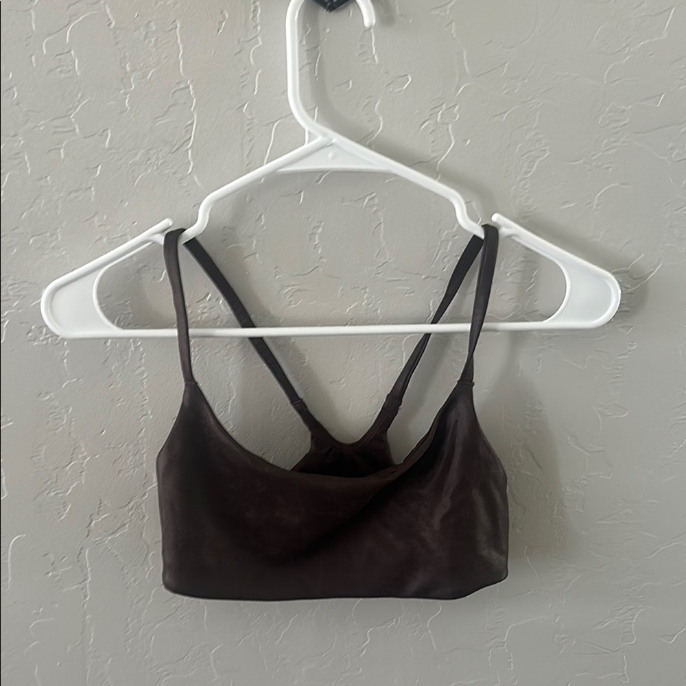LuLuLemon leather look Dark Brown Strappy Bralette